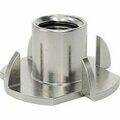 Bsc Preferred 316 Stainless Steel Tee Nut Inserts for Wood M10 x 1.50 mm Thread Size 13 mm Installed Length, 5PK 94884A106